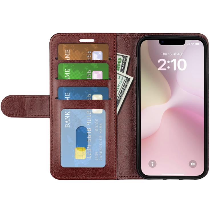 For iPhone 16e R64 Texture Horizontal Flip Leather Phone Case(Brown) - iPhone 16e Cases by PMC TechLife | Online Shopping South Africa | PMC TechLife | Buy Now Pay Later Mobicred