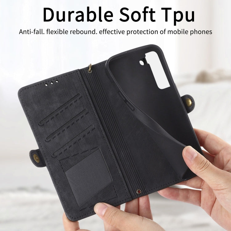 For Samsung Galaxy S23+ 5G Geometric Zipper Wallet Side Buckle Leather Phone Case(Black) - free shipping - PMC TechLife - Order now!