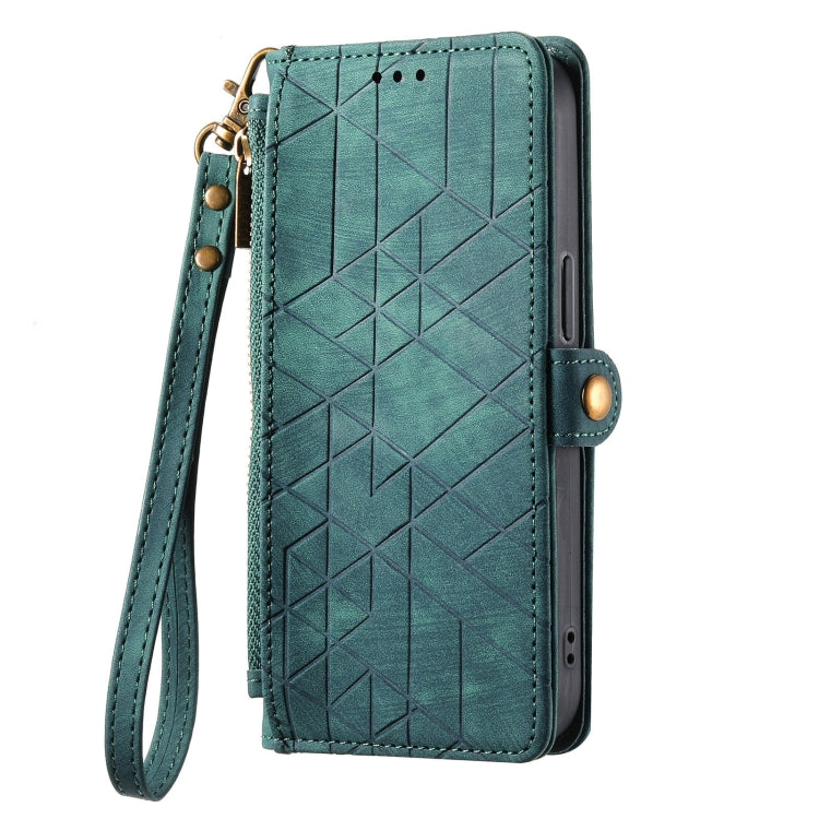 For Samsung Galaxy S20 Geometric Zipper Wallet Side Buckle Leather Phone Case(Green) - free shipping - PMC TechLife - Order now!