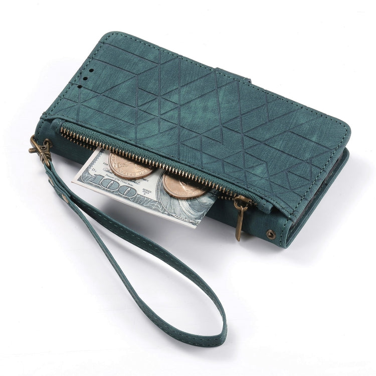For Samsung Galaxy S20 Geometric Zipper Wallet Side Buckle Leather Phone Case(Green) - free shipping - PMC TechLife - Order now!