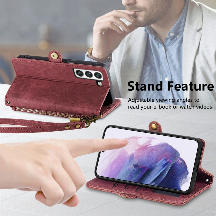 For Samsung Galaxy S20 Geometric Zipper Wallet Side Buckle Leather Phone Case(Red) - free shipping - PMC TechLife - Order now!