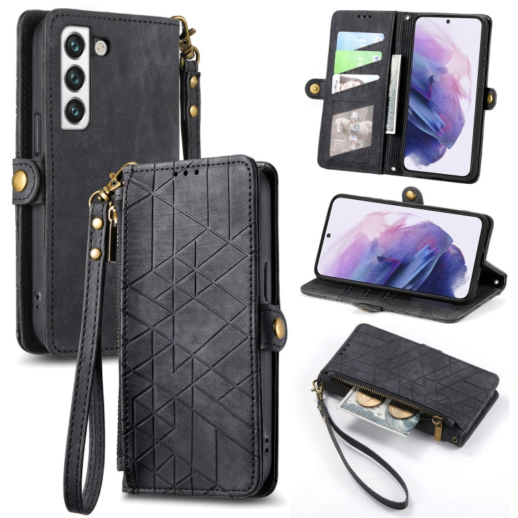 For Samsung Galaxy S20 Geometric Zipper Wallet Side Buckle Leather Phone Case(Black) - free shipping - PMC TechLife - Order now!