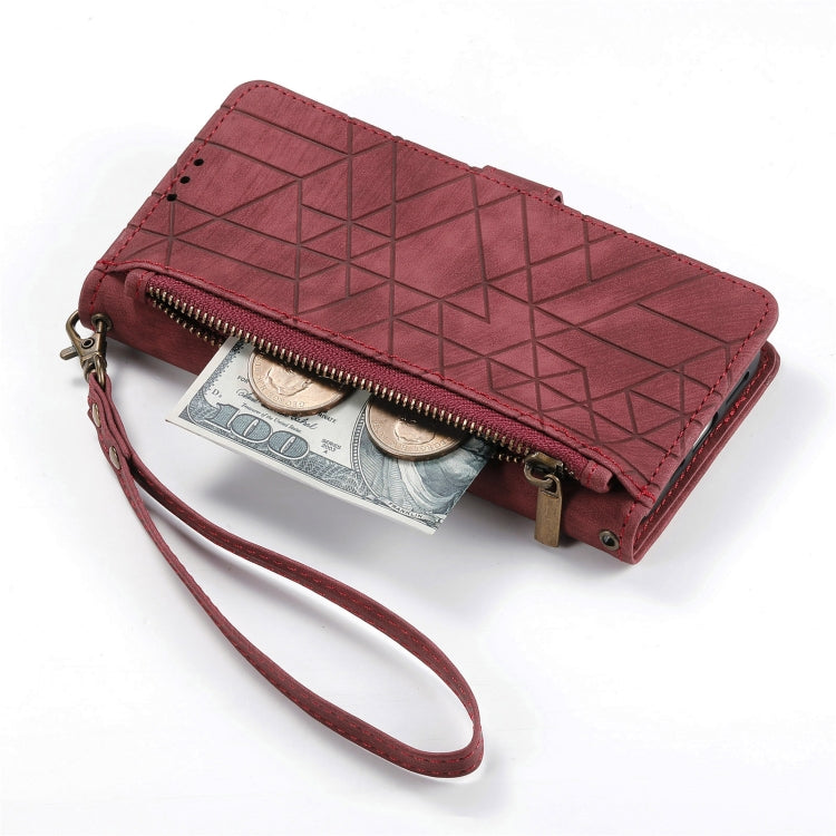 For Samsung Galaxy S20+ Geometric Zipper Wallet Side Buckle Leather Phone Case(Red) - free shipping - PMC TechLife - Order now!