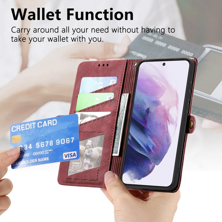 For Samsung Galaxy S20+ Geometric Zipper Wallet Side Buckle Leather Phone Case(Red) - free shipping - PMC TechLife - Order now!