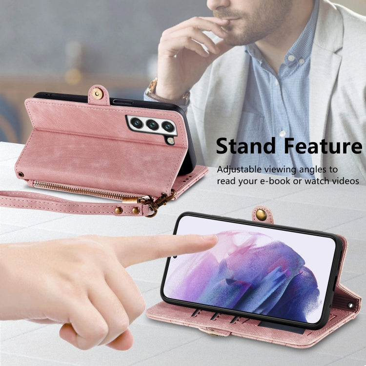 For Samsung Galaxy S20 FE Geometric Zipper Wallet Side Buckle Leather Phone Case(Pink) - free shipping - PMC TechLife - Order now!