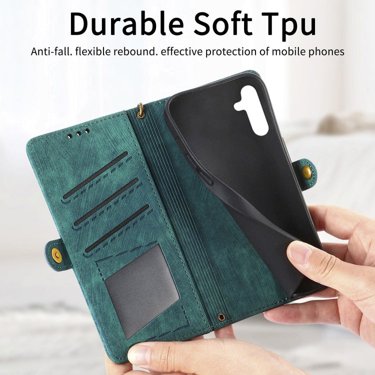 For Samsung Galaxy A11 Geometric Zipper Wallet Side Buckle Leather Phone Case(Green) - free shipping - PMC TechLife - Order now!