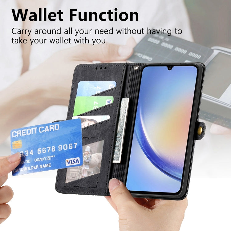 For Samsung Galaxy A11 Geometric Zipper Wallet Side Buckle Leather Phone Case(Black) - free shipping - PMC TechLife - Order now!
