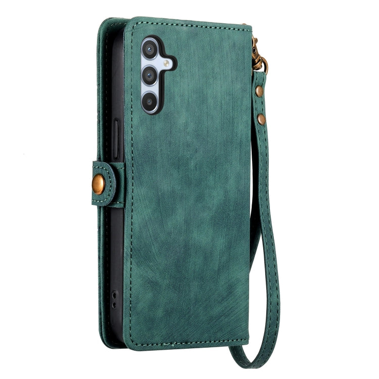 For Samsung Galaxy A12 Geometric Zipper Wallet Side Buckle Leather Phone Case(Green) - free shipping - PMC TechLife - Order now!