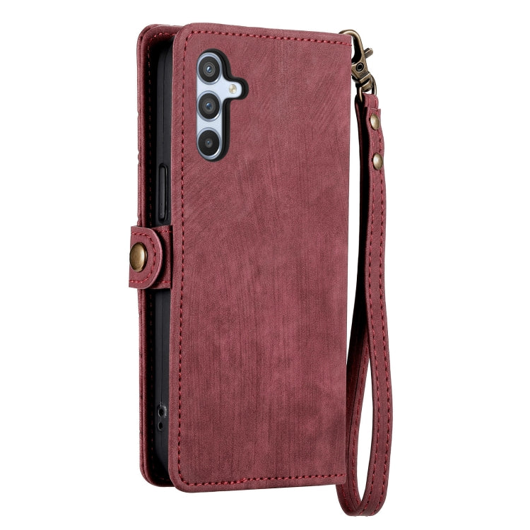 For Samsung Galaxy A31 Geometric Zipper Wallet Side Buckle Leather Phone Case(Red) - free shipping - PMC TechLife - Order now!