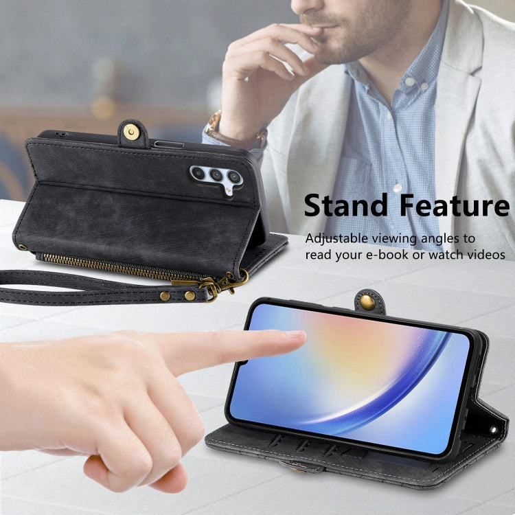 For Samsung Galaxy A71 Geometric Zipper Wallet Side Buckle Leather Phone Case(Black) - free shipping - PMC TechLife - Order now!