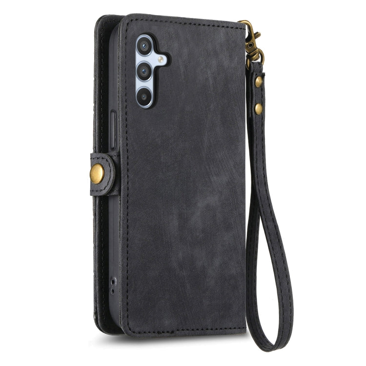 For Samsung Galaxy A72 Geometric Zipper Wallet Side Buckle Leather Phone Case(Black) - free shipping - PMC TechLife - Order now!