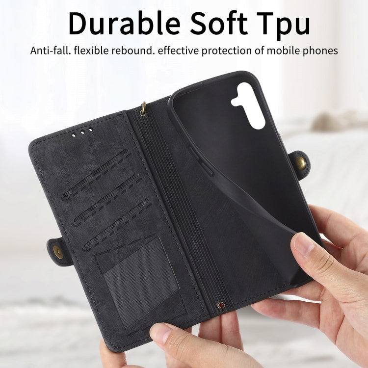 For Samsung Galaxy A72 Geometric Zipper Wallet Side Buckle Leather Phone Case(Black) - free shipping - PMC TechLife - Order now!