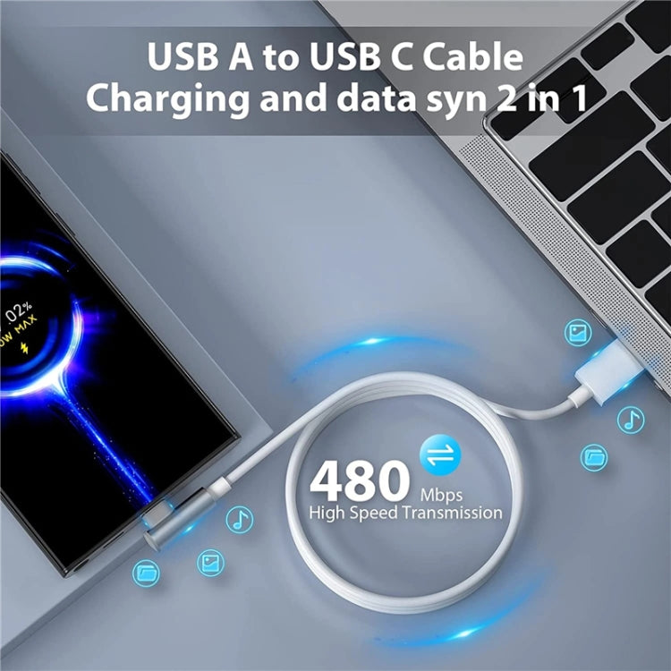 5pcs XJ-93 1m 120W USB to Type-C Elbow Fast Charging Data Cable for vivo and Other Phone(White) - USB-C & Type-C Cable by PMC Jewellery | Online Shopping South Africa | PMC Jewellery