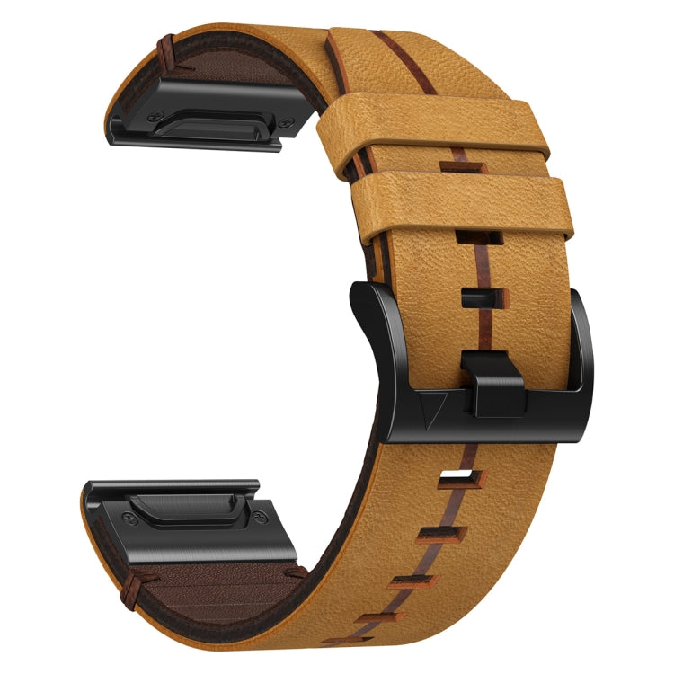 For Garmin Fenix 7 22mm Leather Textured Watch Band(Brown) - Watch Bands by PMC Jewellery | Online Shopping South Africa | PMC Jewellery