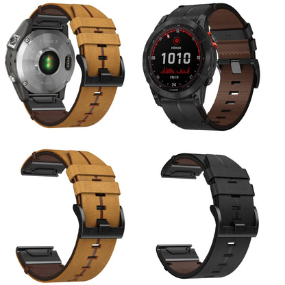 For Garmin  Instinct 2 Solar 22mm Leather Textured Watch Band(Brown) - Watch Bands by PMC Jewellery | Online Shopping South Africa | PMC Jewellery