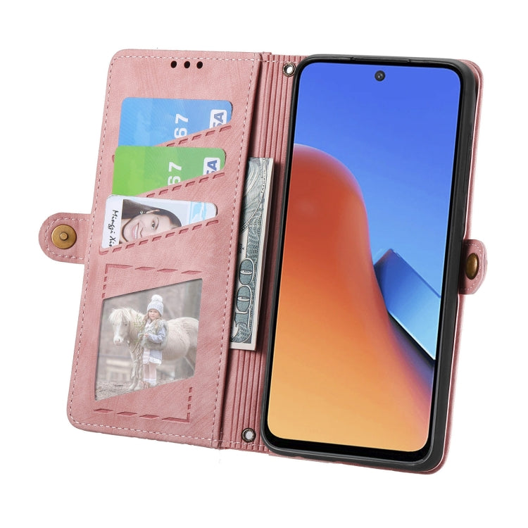 For Xiaomi Redmi 12 Geometric Zipper Wallet Side Buckle Leather Phone Case(Pink) - Xiaomi Cases by PMC Jewellery | Online Shopping South Africa | PMC Jewellery | Buy Now Pay Later Mobicred