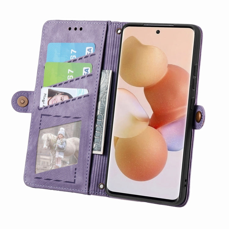 For Xiaomi Poco X3 GT Geometric Zipper Wallet Side Buckle Leather Phone Case(Purple) - Xiaomi Cases by PMC Jewellery | Online Shopping South Africa | PMC Jewellery | Buy Now Pay Later Mobicred