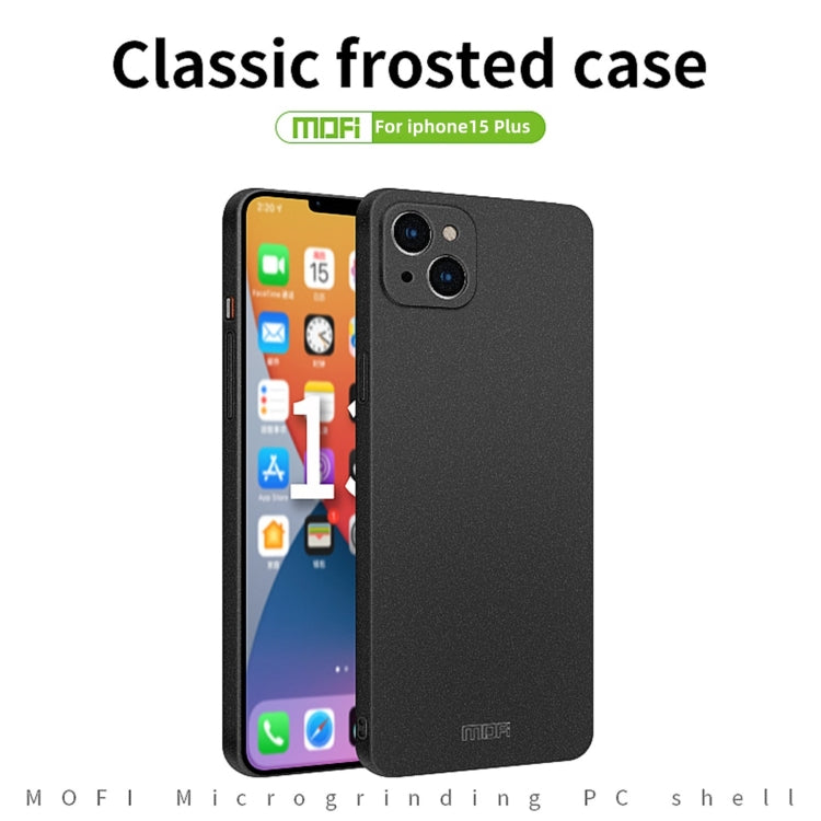 For iPhone 15 Plus  MOFI Fandun Series Frosted PC Ultra-thin All-inclusive Phone Case(Blue) - More iPhone Cases by MOFI | Online Shopping South Africa | PMC TechLife