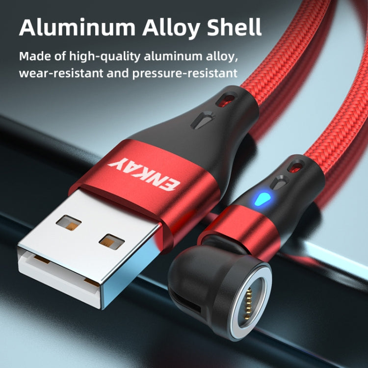 ENKAY 3 in 1 3A USB to Type-C / 8 Pin / Micro USB Magnetic 540 Degrees Rotating Fast Charging Cable, Length:2m(Red) - Charging Cable & Head by ENKAY | Online Shopping South Africa | PMC Jewellery | Buy Now Pay Later Mobicred