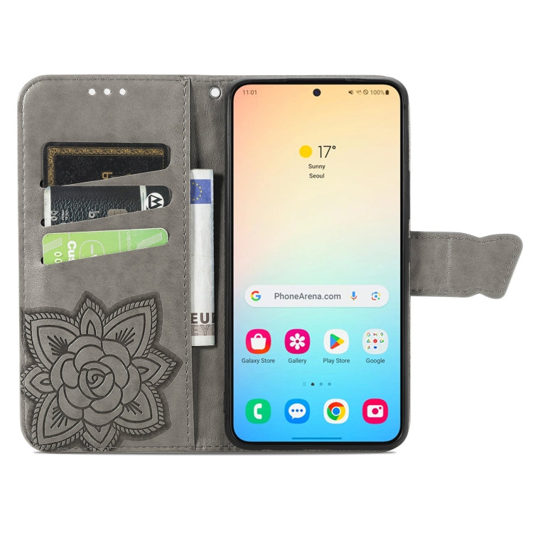 For Samsung Galaxy S24 5G Butterfly Love Flower Embossed Leather Phone Case(Gray) - Galaxy S24 5G Cases by PMC TechLife | Online Shopping South Africa | PMC TechLife