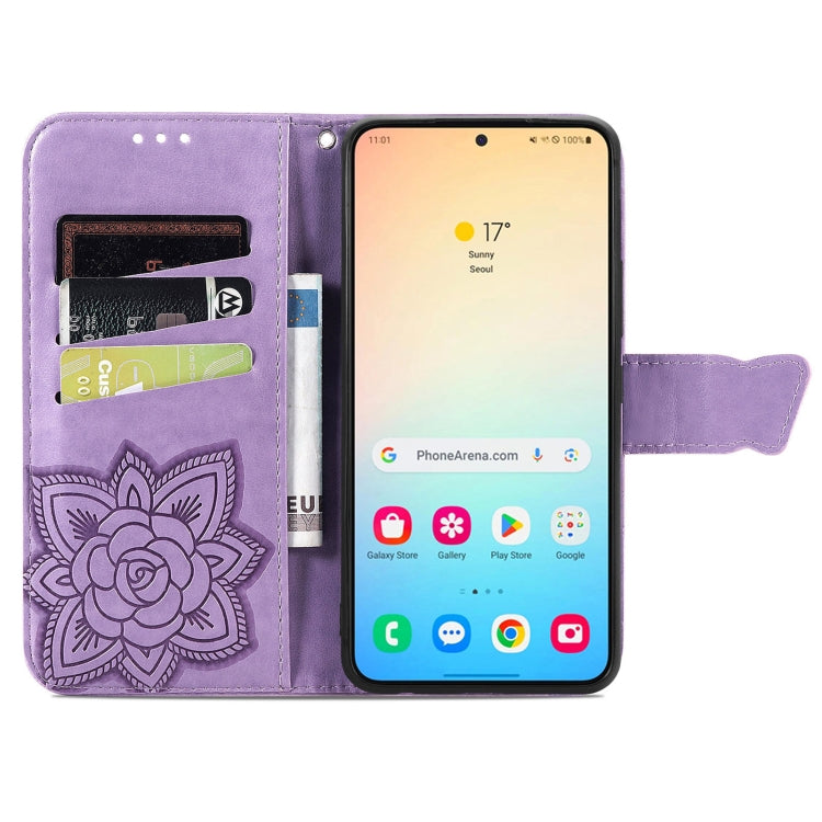 For Samsung Galaxy S25+ 5G Butterfly Love Flower Embossed Leather Phone Case(Light Purple) - Galaxy S25+ 5G Cases by PMC Jewellery | Online Shopping South Africa | PMC Jewellery | Buy Now Pay Later Mobicred