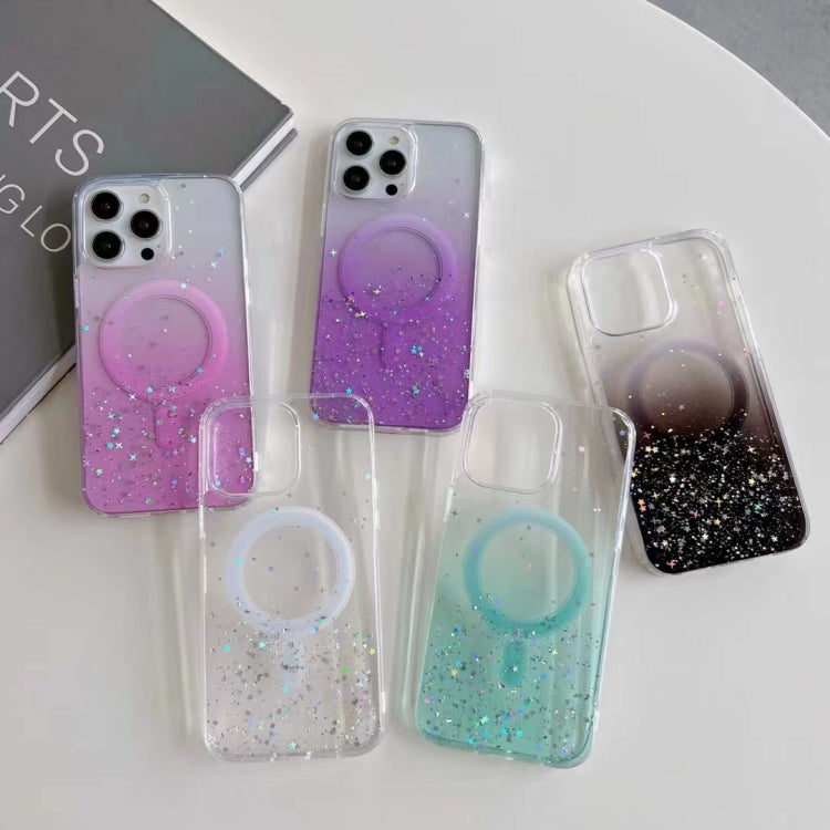 For iPhone 12 MagSafe Glitter Hybrid Clear TPU Phone Case(Purple) - iPhone 12 / 12 Pro Cases by PMC TechLife | Online Shopping South Africa | PMC TechLife