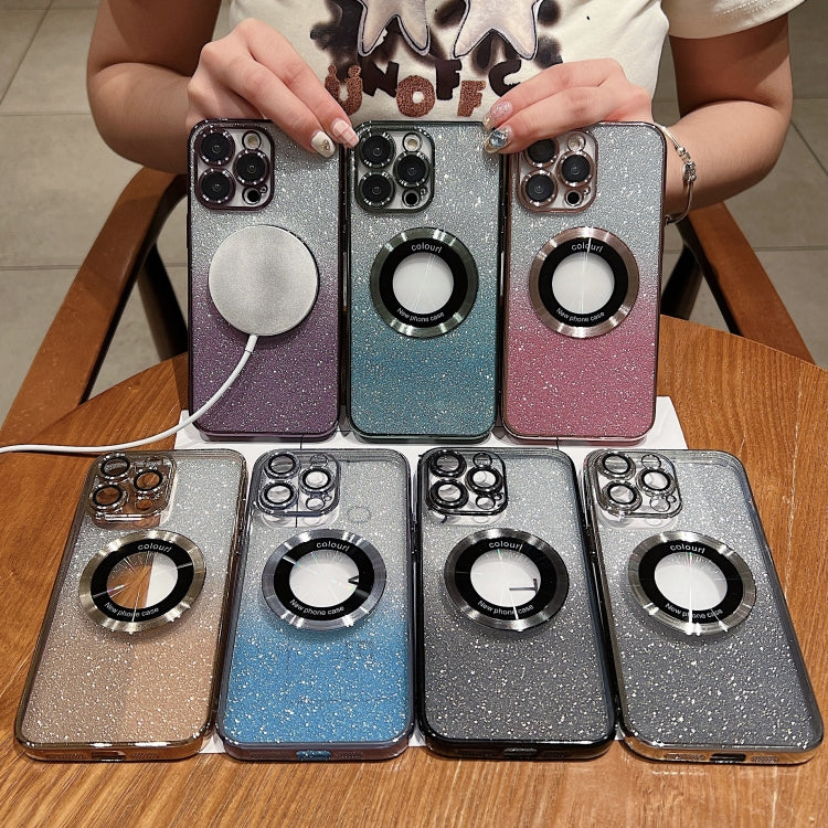 For iPhone 15 Pro MagSafe Gradient Glitter Electroplating TPU Phone Case(Purple) - iPhone 15 Pro Cases by PMC TechLife | Online Shopping South Africa | PMC TechLife