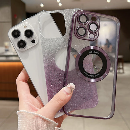 For iPhone 12 Pro MagSafe Gradient Glitter Electroplating TPU Phone Case(Purple) - iPhone 12 / 12 Pro Cases by PMC Jewellery | Online Shopping South Africa | PMC Jewellery