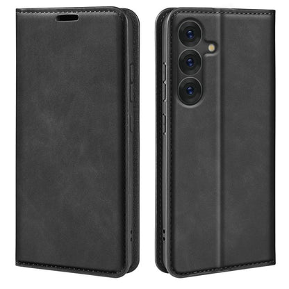 For Samsung Galaxy S25+ 5G Retro-skin Magnetic Suction Leather Phone Case(Black) - Galaxy S25+ 5G Cases by PMC Jewellery | Online Shopping South Africa | PMC Jewellery | Buy Now Pay Later Mobicred