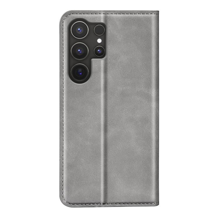 or Samsung Galaxy S25 Ultra 5G Retro-skin Magnetic Suction Leather Phone Case(Grey) - Galaxy S25 Ultra 5G Cases by PMC Jewellery | Online Shopping South Africa | PMC Jewellery | Buy Now Pay Later Mobicred