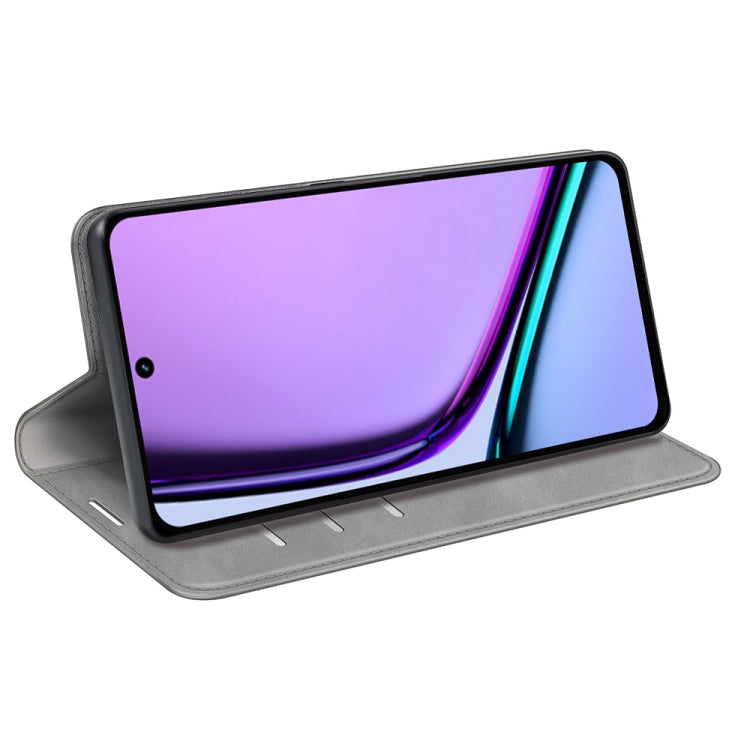 For Realme C67 4G Retro-skin Magnetic Suction Leather Phone Case(Grey) - C67 Cases by PMC TechLife | Online Shopping South Africa | PMC TechLife | Buy Now Pay Later Mobicred