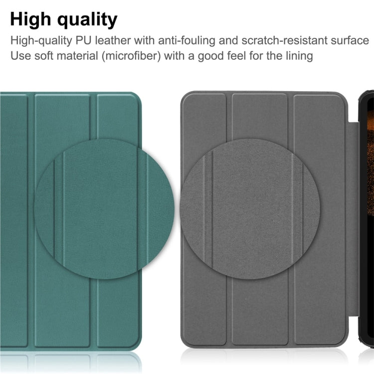 For Samsung Galaxy Tab S9 Ultra JUNSUNMAY Custer Solid Color 3-Fold Stand Leather Smart Tablet Case(Dark Green) - Galaxy Tab S9 Ultra Cases by JUNSUNMAY | Online Shopping South Africa | PMC Jewellery | Buy Now Pay Later Mobicred