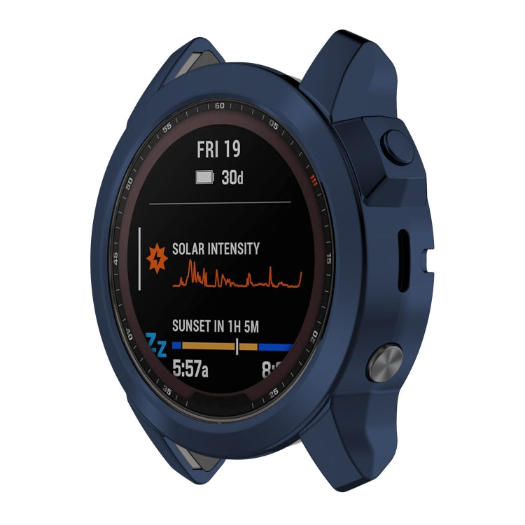 For Garmin Fenix 7S Pro Half Package Electroplated TPU Watch Protective Case(Blue) - Watch Cases by PMC TechLife | Online Shopping South Africa | PMC TechLife