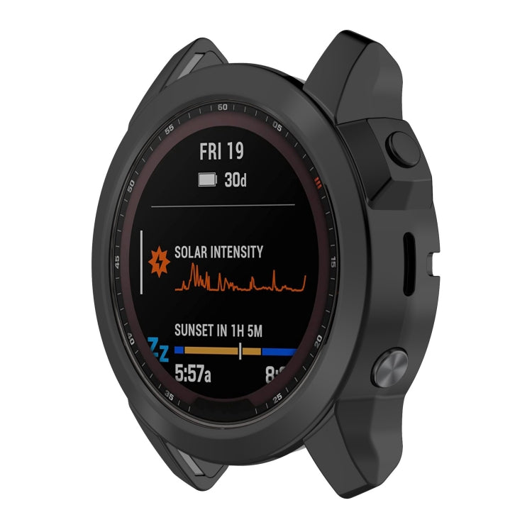 For Garmin Epix Pro 42mm Half Package Electroplated TPU Watch Protective Case(Black) - Watch Cases by PMC TechLife | Online Shopping South Africa | PMC TechLife