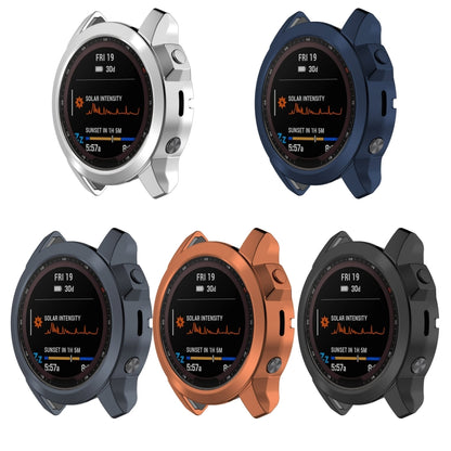 For Garmin Fenix 7 Pro Half Package Electroplated TPU Watch Protective Case(Blue) - Watch Cases by PMC Jewellery | Online Shopping South Africa | PMC Jewellery