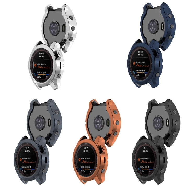 For Garmin Fenix 7 Pro Half Package Electroplated TPU Watch Protective Case(Grey) - Watch Cases by PMC Jewellery | Online Shopping South Africa | PMC Jewellery