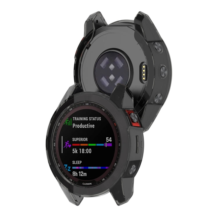 For Garmin Fenix 7X Pro Half-Package TPU Watch Protective Case(Transparent Black) - Watch Cases by PMC TechLife | Online Shopping South Africa | PMC TechLife | Buy Now Pay Later Mobicred