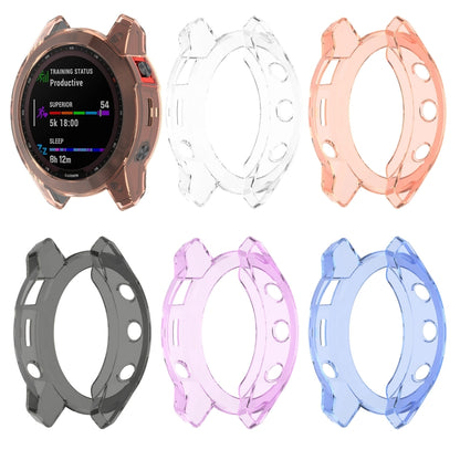 For Garmin Fenix 7S Pro Half-Package TPU Watch Protective Case(Transparent Orange) - Watch Cases by PMC Jewellery | Online Shopping South Africa | PMC Jewellery | Buy Now Pay Later Mobicred