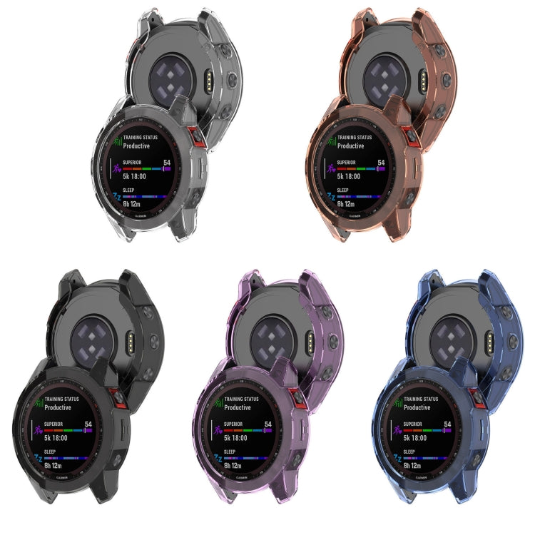 For Garmin Fenix 7S Pro Half-Package TPU Watch Protective Case(Transparent Orange) - Watch Cases by PMC Jewellery | Online Shopping South Africa | PMC Jewellery | Buy Now Pay Later Mobicred