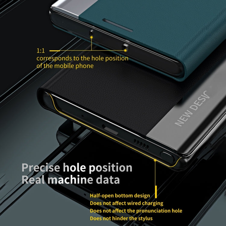 For iPhone 16 Side Electroplated Adsorption Leather Phone Case(Dark Blue) - iPhone 16 Cases by PMC TechLife | Online Shopping South Africa | PMC TechLife | Buy Now Pay Later Mobicred