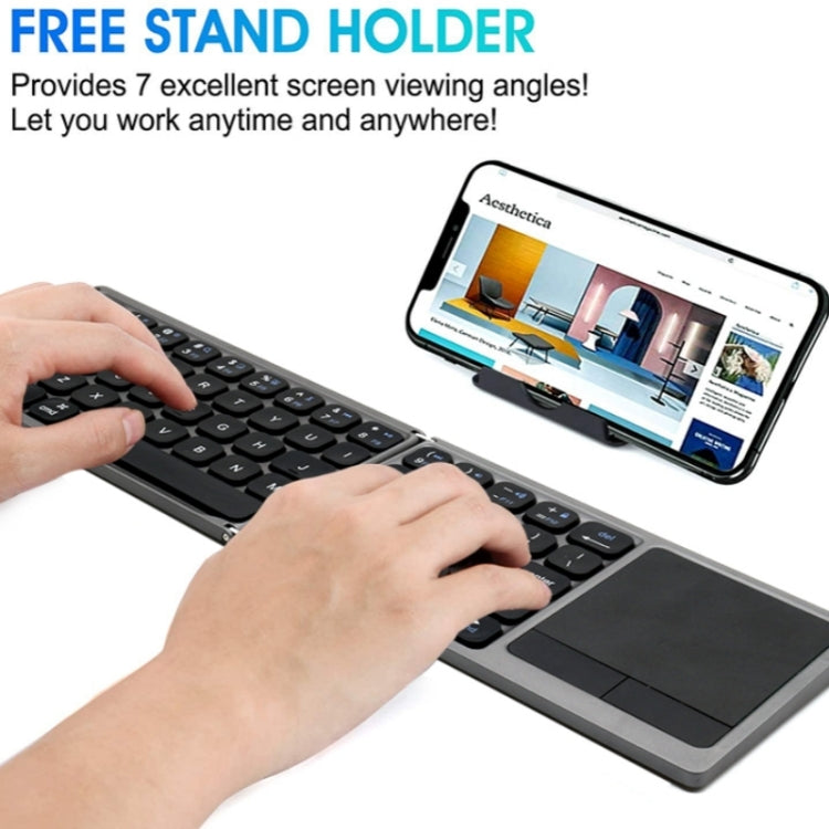 FK328T Cell Phone Tablet Laptop Wireless Bluetooth Keyboard Portable 3-Folded Keyboard - Wireless Keyboard by PMC Jewellery | Online Shopping South Africa | PMC Jewellery | Buy Now Pay Later Mobicred