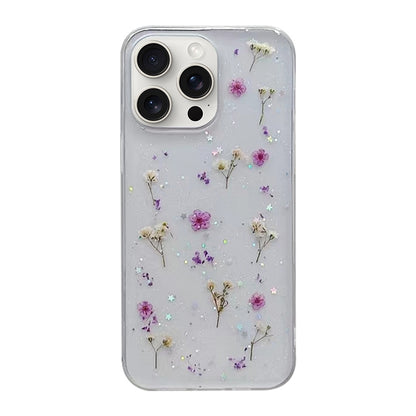 For iPhone 16 Pro Gypsophila Flowers Pattern TPU Protective Phone Case(Purple) - iPhone 16 Pro Cases by PMC Jewellery | Online Shopping South Africa | PMC Jewellery | Buy Now Pay Later Mobicred