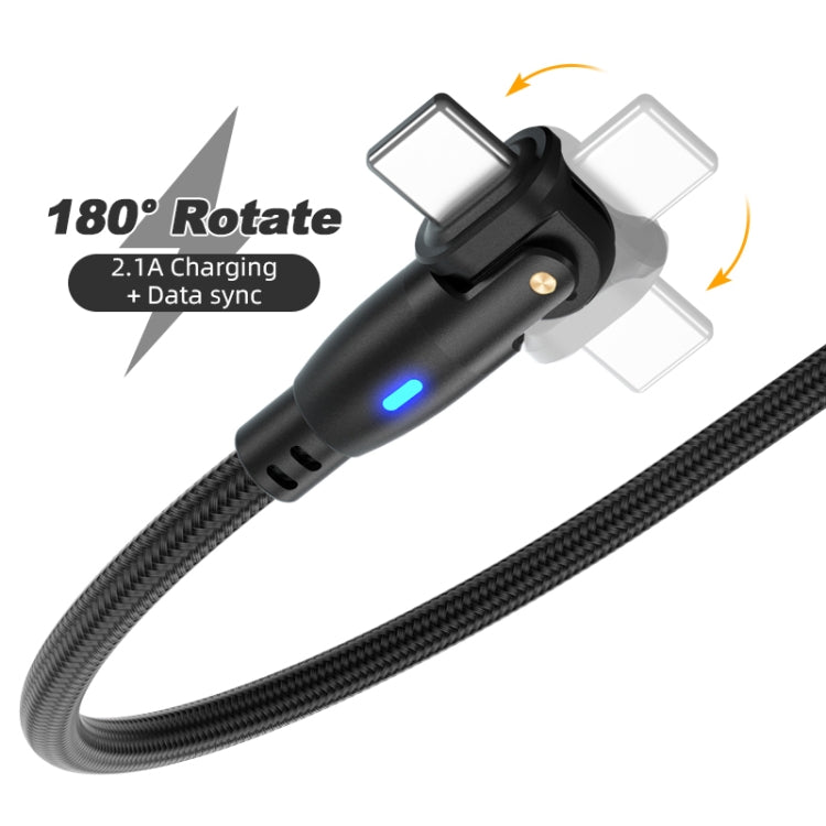 ENKAY 180 Degrees Rotating USB to 8 Pin Charging Data Cable with LED Light, Length:2m(Black) - Normal Style Cable by ENKAY | Online Shopping South Africa | PMC Jewellery | Buy Now Pay Later Mobicred