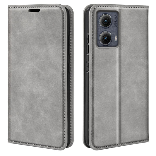 For Motorola Edge 5G 2024 Retro-skin Magnetic Suction Leather Phone Case(Grey) - Motorola Cases by PMC Jewellery | Online Shopping South Africa | PMC Jewellery | Buy Now Pay Later Mobicred