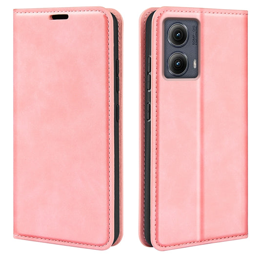 For Motorola Edge 5G 2024 Retro-skin Magnetic Suction Leather Phone Case(Pink) - Motorola Cases by PMC Jewellery | Online Shopping South Africa | PMC Jewellery | Buy Now Pay Later Mobicred