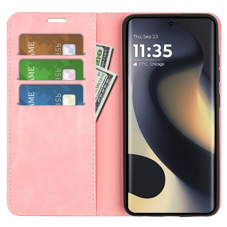 For Motorola Edge 5G 2024 Retro-skin Magnetic Suction Leather Phone Case(Pink) - Motorola Cases by PMC Jewellery | Online Shopping South Africa | PMC Jewellery | Buy Now Pay Later Mobicred