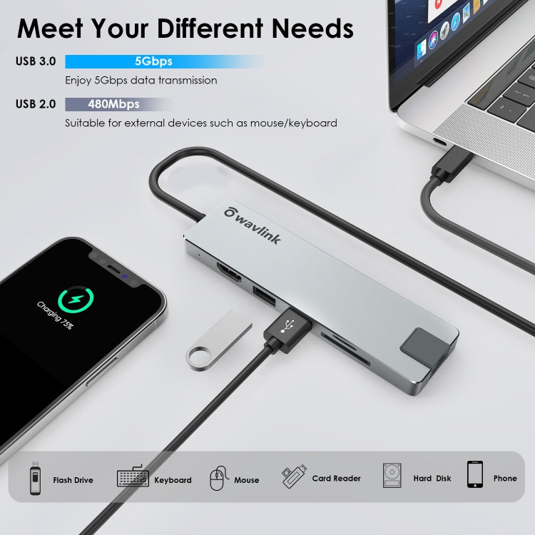 Wavlink UHP3409 For MacBook Pro/Air USB-C Windows Laptops 100W PD Mini Docking Station - USB HUB by WAVLINK | Online Shopping South Africa | PMC Jewellery | Buy Now Pay Later Mobicred