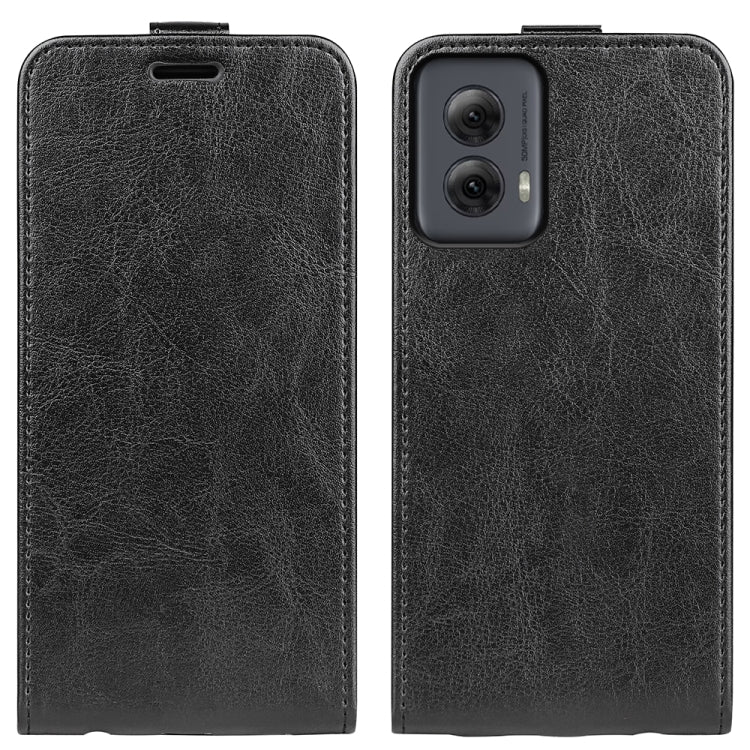 For Motorola Moto G Power 5G 2024 R64 Texture Single Vertical Flip Leather Phone Case(Black) - Motorola Cases by PMC Jewellery | Online Shopping South Africa | PMC Jewellery | Buy Now Pay Later Mobicred