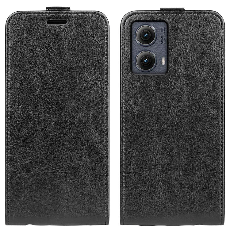 For Motorola Edge 5G 2024 R64 Texture Single Vertical Flip Leather Phone Case(Black) - Motorola Cases by PMC Jewellery | Online Shopping South Africa | PMC Jewellery | Buy Now Pay Later Mobicred