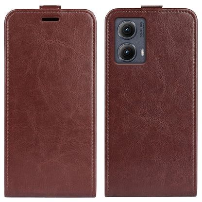 For Motorola Edge 5G 2024 R64 Texture Single Vertical Flip Leather Phone Case(Brown) - Motorola Cases by PMC Jewellery | Online Shopping South Africa | PMC Jewellery | Buy Now Pay Later Mobicred